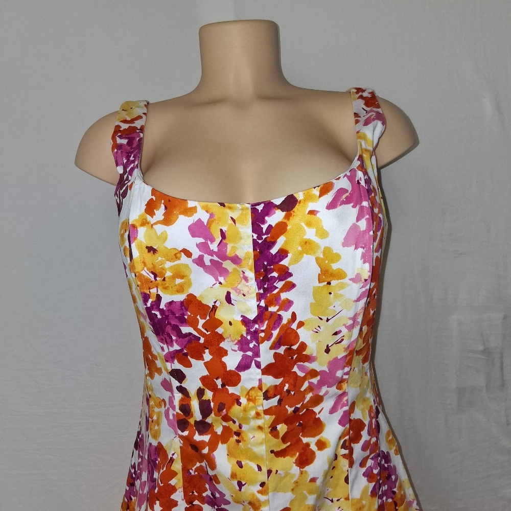 Jones Wear Multicolor Floral Midi Dress Sz 8 - Picture 8 of 17